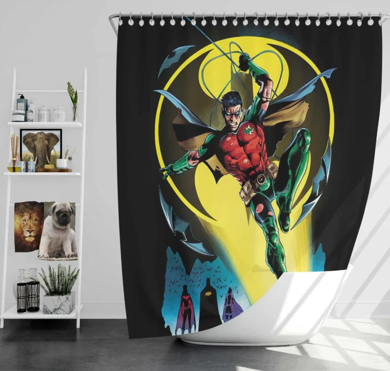 Robin Comics: Tim Drake Bat-Family Adventures Shower Curtain
