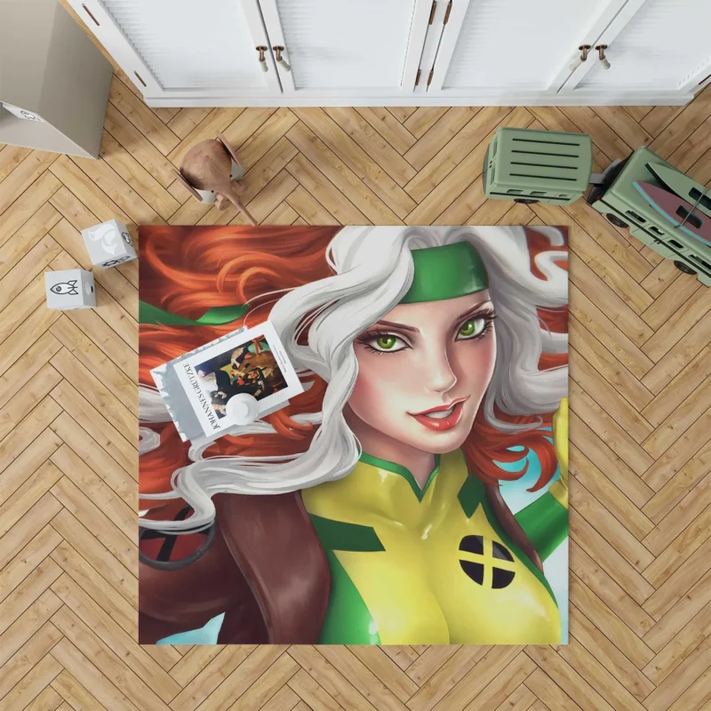 Rogue Comics: The Enigmatic Mutant with White Hair Floor Rug