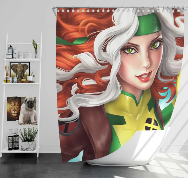 Rogue Comics: The Enigmatic Mutant with White Hair Shower Curtain