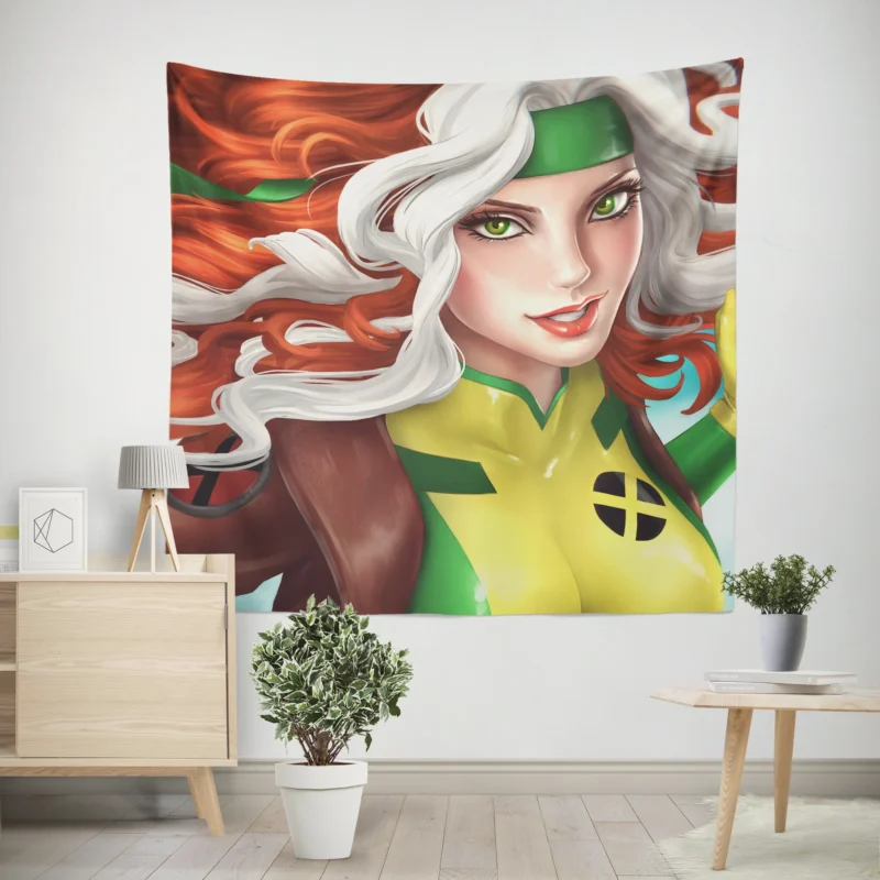 Rogue Comics: The Enigmatic Mutant with White Hair  Wall Tapestry
