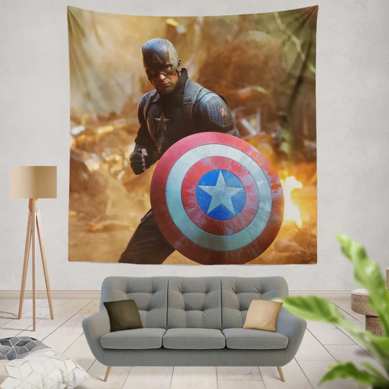 Captain America Heroic Stand in Avengers Endgame Wall Tapestry