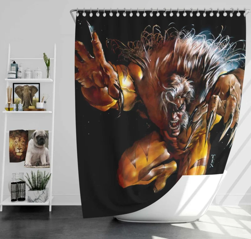 Sabretooth Comics: Unleash the Savage Mutant Shower Curtain