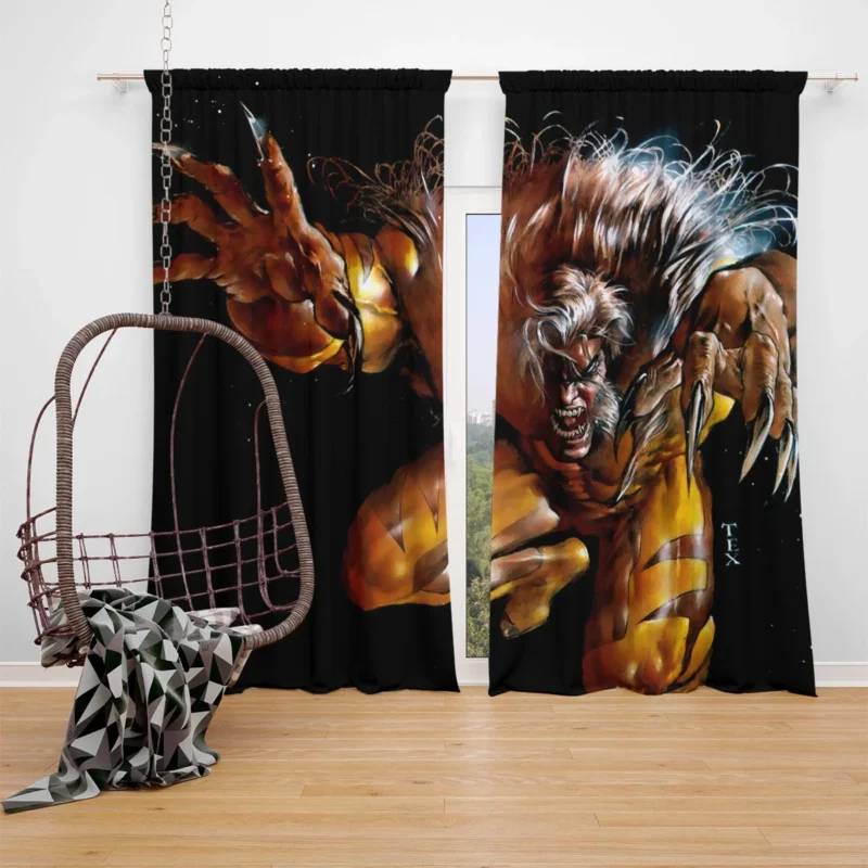 Sabretooth Comics: Unleash the Savage Mutant Window Curtain