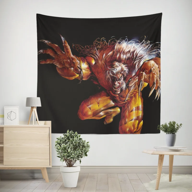 Sabretooth Comics: Witness the Ferocity of Sabretooth  Wall Tapestry