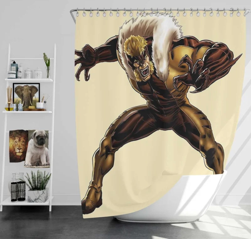 Sabretooth Wallpaper: Adorn Your Space with Brutality Shower Curtain