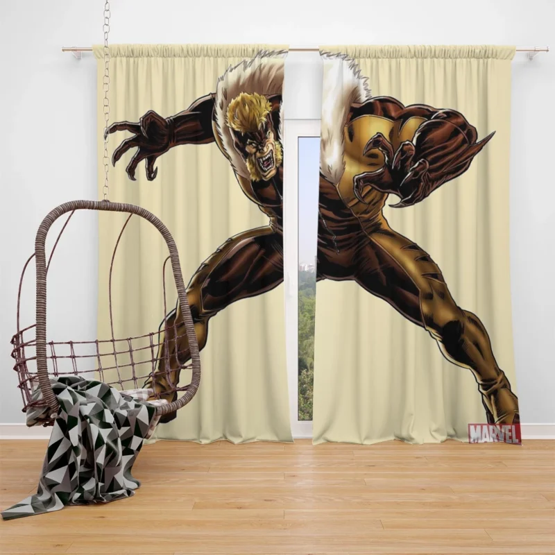 Sabretooth Wallpaper: Adorn Your Space with Brutality Window Curtain