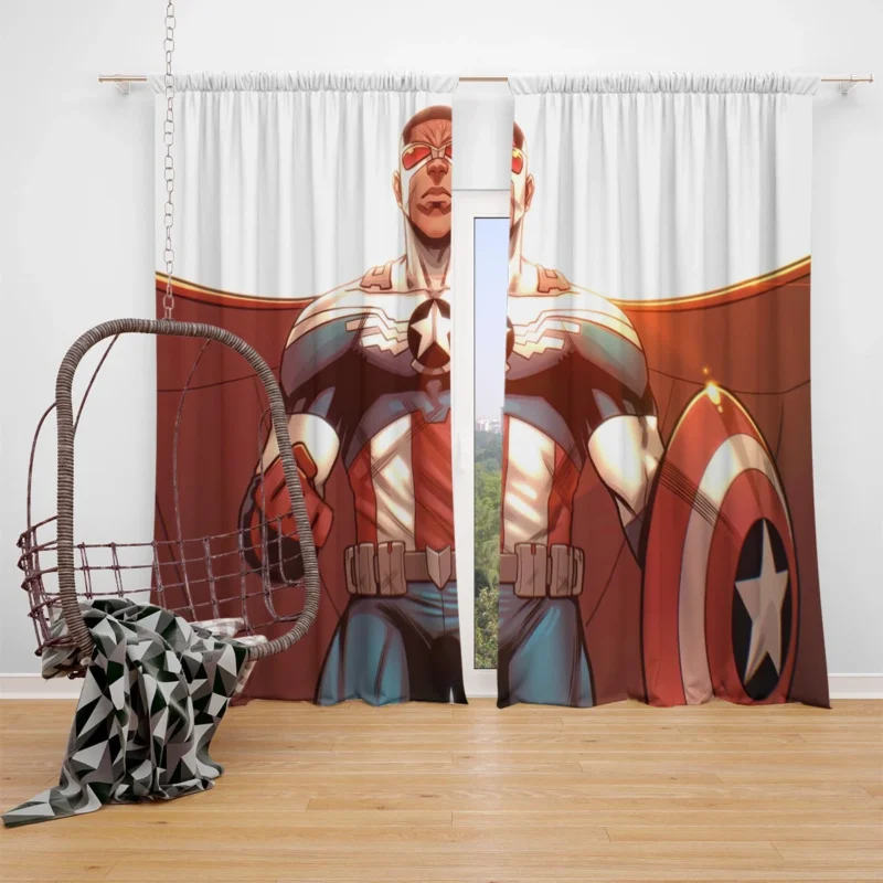 Sam Wilson Takes Flight as Captain America in Comics Window Curtain
