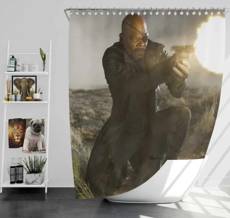 Samuel L. Jackson as Nick Fury in The Avengers Shower Curtain