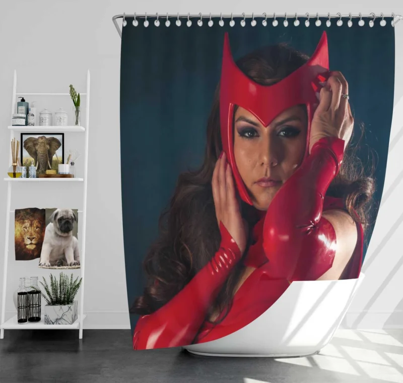 Scarlet Witch Cosplay: Marvel Channeling Chaos Magic Shower Curtain
