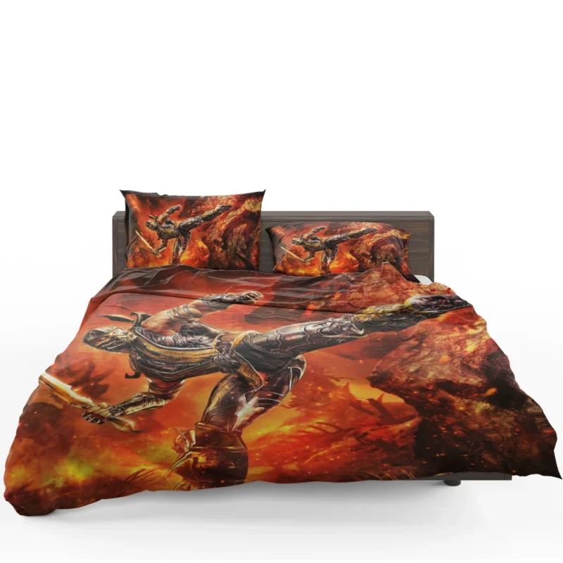 Scorpion in Mortal Kombat: Embrace the Fire of Combat Bedding Set