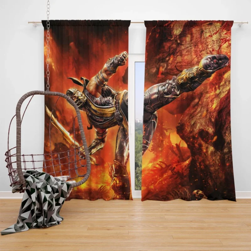 Scorpion in Mortal Kombat: Embrace the Fire of Combat Window Curtain