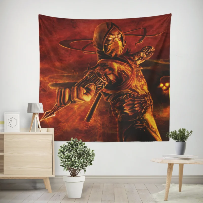 Scorpion in Mortal Kombat: Unleash the Deadly Skills  Wall Tapestry