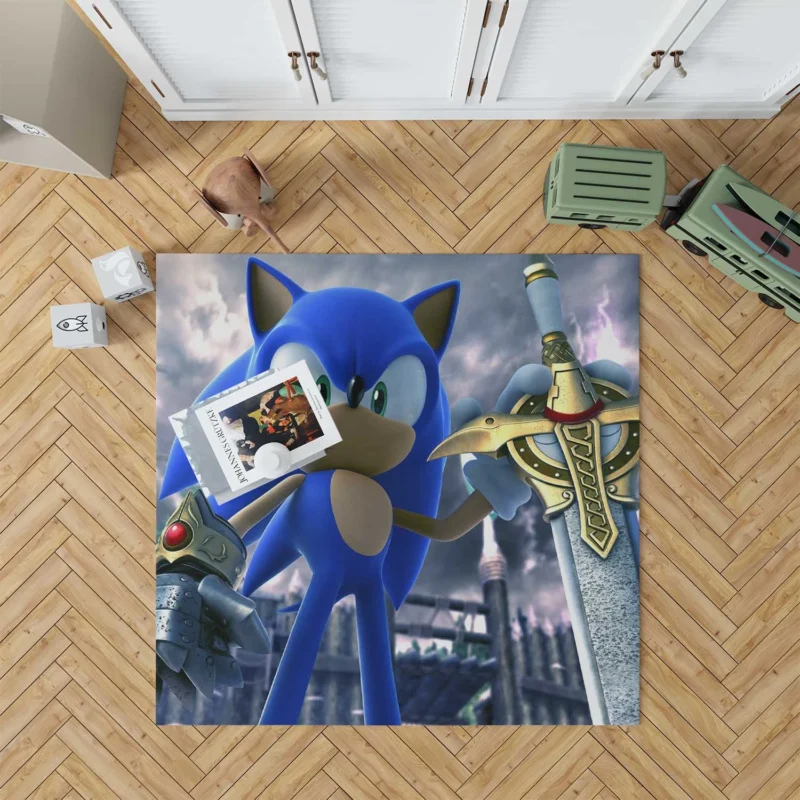 Sonic and the Black Knight: Sword-Wielding Sonic Floor Rug