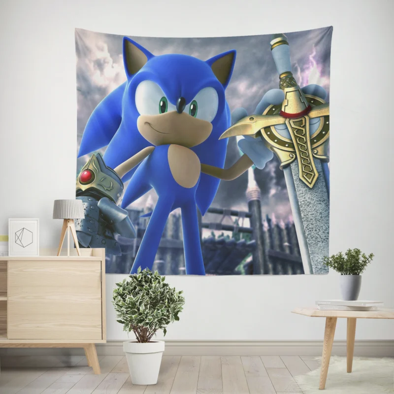 Sonic and the Black Knight: Sword-Wielding Sonic  Wall Tapestry
