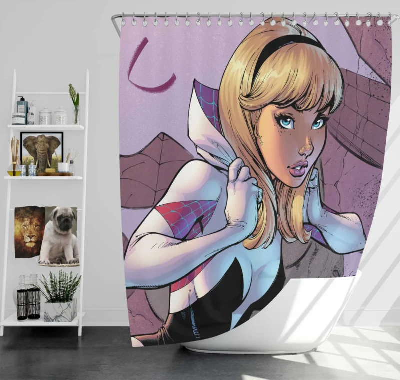 Spider-Gwen Comics: Gwen Heroic Feats Shower Curtain