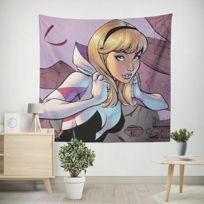 Spider-Gwen Comics: Gwen Heroic Feats  Wall Tapestry