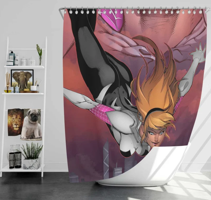 Spider-Gwen Comics: Gwen Stacy Superhero Life Shower Curtain