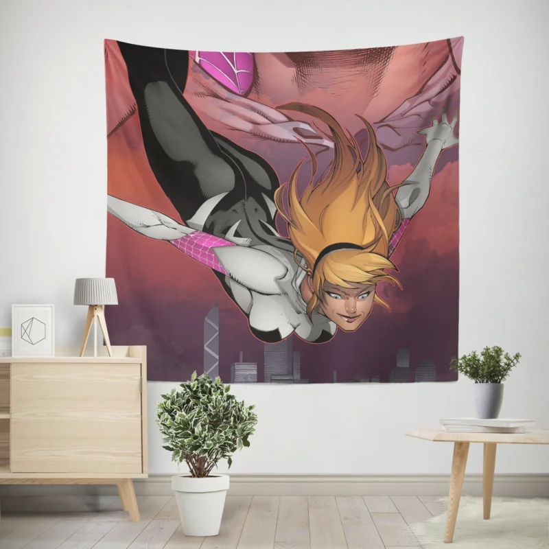 Spider-Gwen Comics: Gwen Stacy Superhero Life  Wall Tapestry