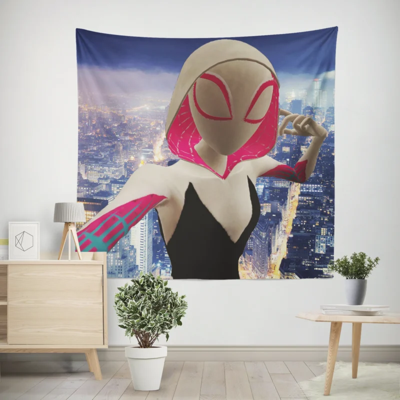Spider-Gwen: Hooded Hero in Spider-Verse  Wall Tapestry