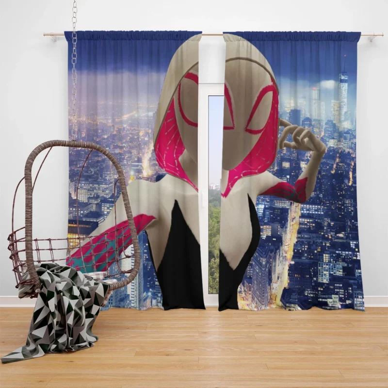 Spider-Gwen: Hooded Hero in Spider-Verse Window Curtain