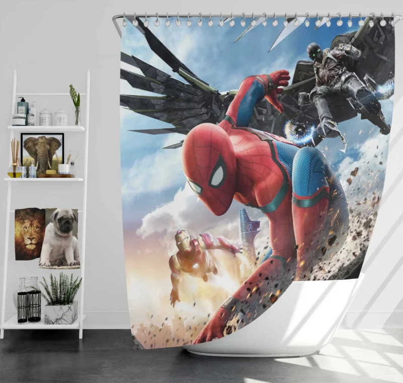 Spider-Man: Homecoming - Peter and the Vulture Shower Curtain
