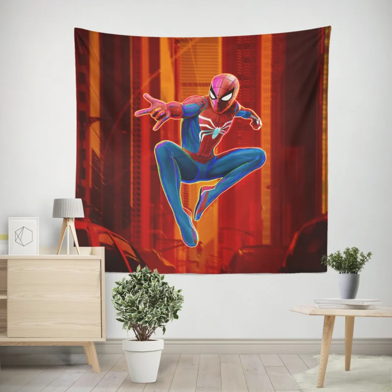 Spider-Man (PS4) Game: Web-Swinging Action  Wall Tapestry