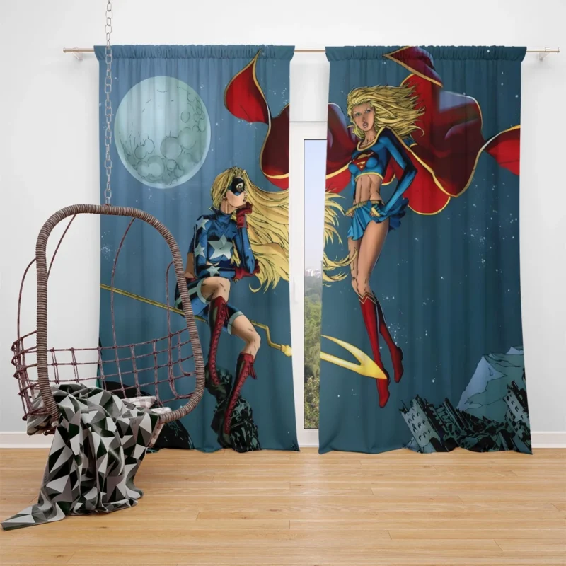 Stargirl Wallpaper: A Cosmic Heroine Window Curtain