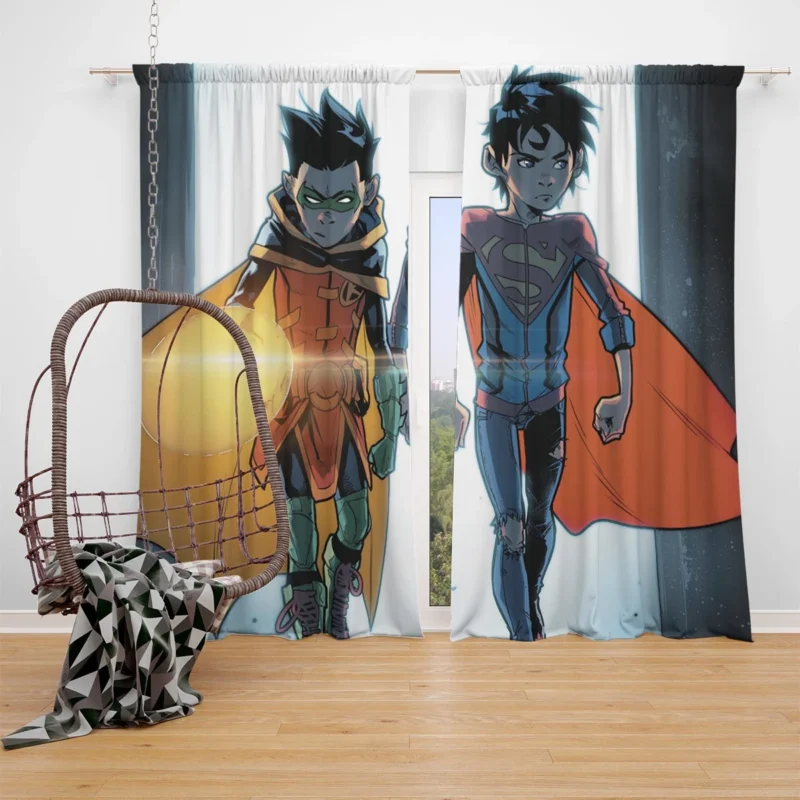 Super-Sons: Robin and Superboy Team Up Window Curtain