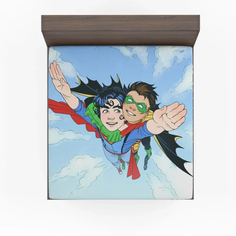 Superboy and Robin in Super-Sons Comics Fitted Sheet