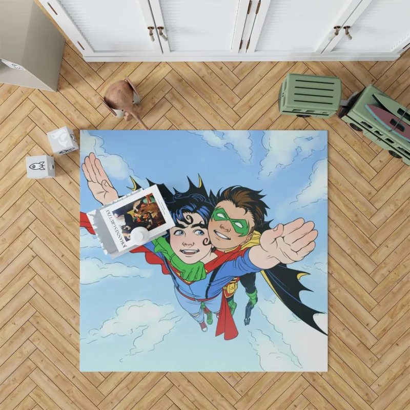 Superboy and Robin in Super-Sons Comics Floor Rug