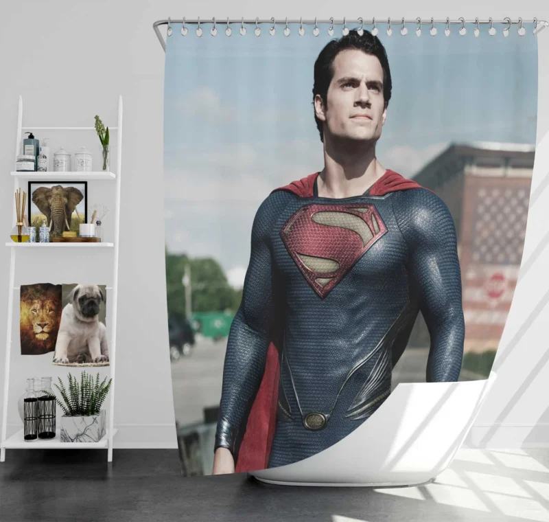 Superman: The Man of Steel Stands Strong Shower Curtain