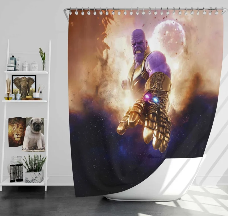 Thanos: The Formidable Foe in Avengers: Infinity War Shower Curtain
