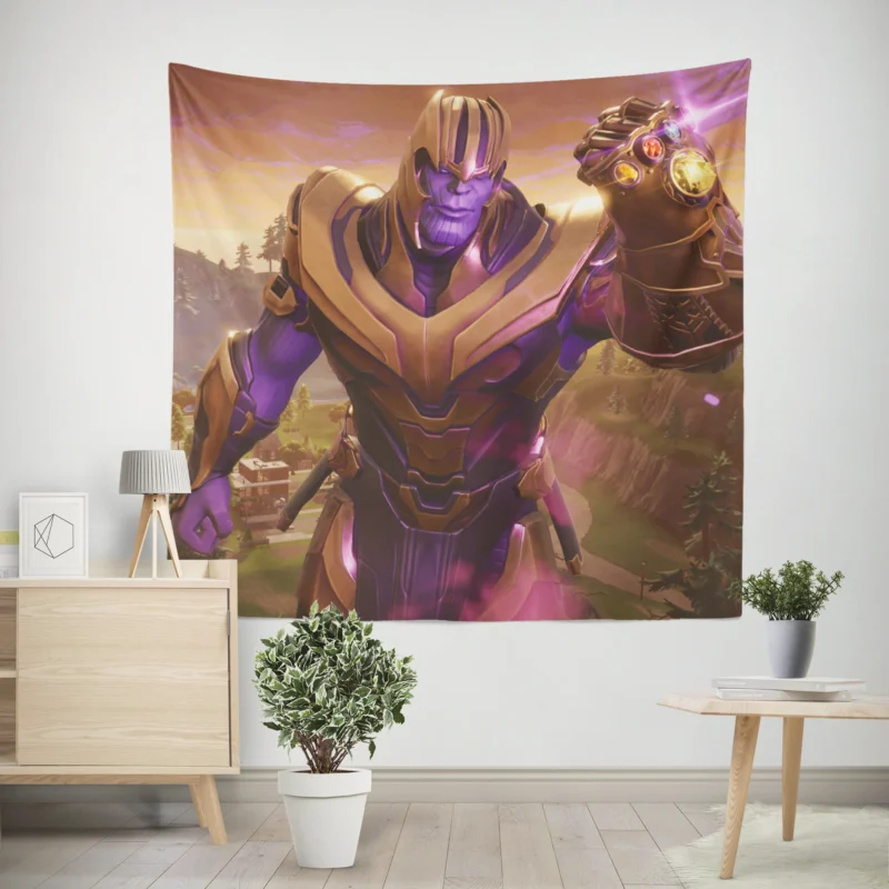 Thanos in Fortnite: The Mad Titan Arrival  Wall Tapestry