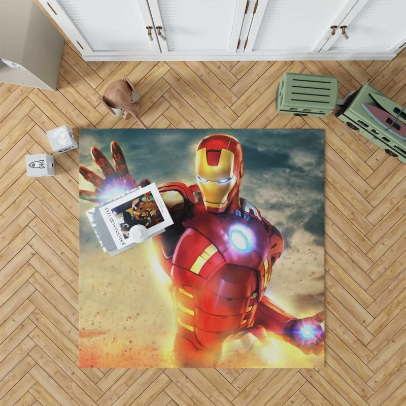 The Avengers: Assemble with Iron Man in Action Floor Rug