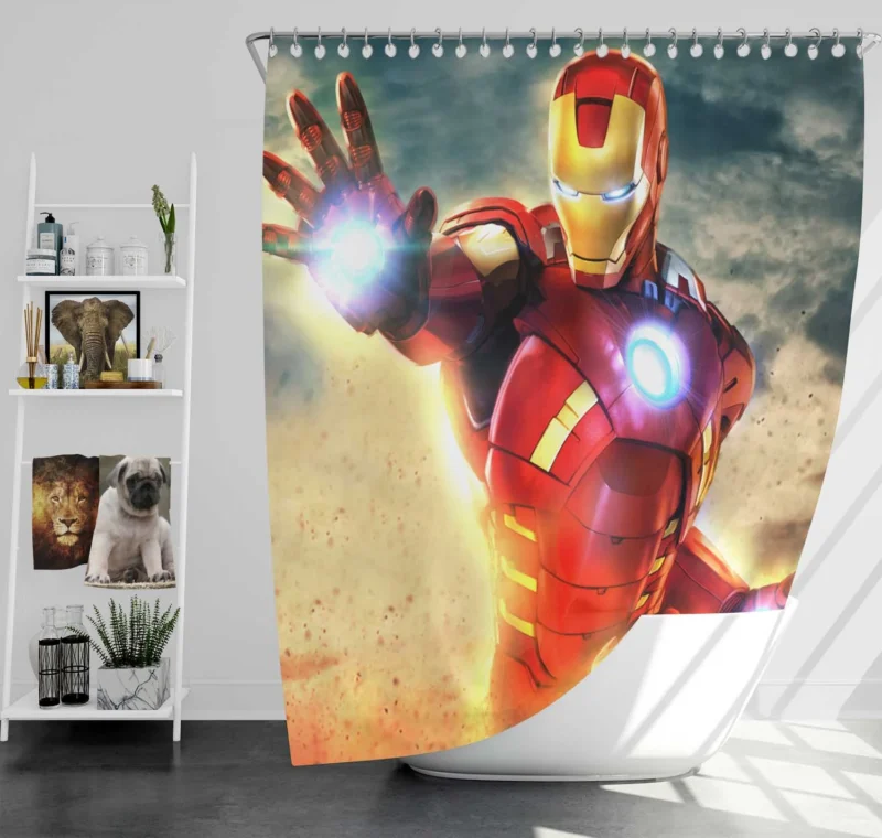 The Avengers: Assemble with Iron Man in Action Shower Curtain