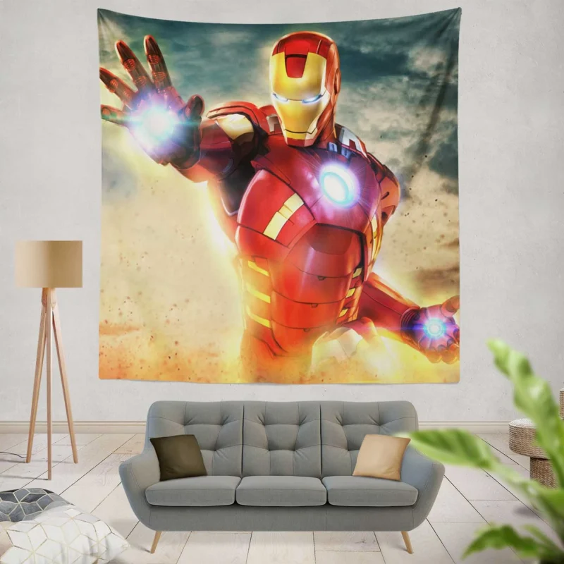 The Avengers: Assemble with Iron Man in Action  Wall Tapestry