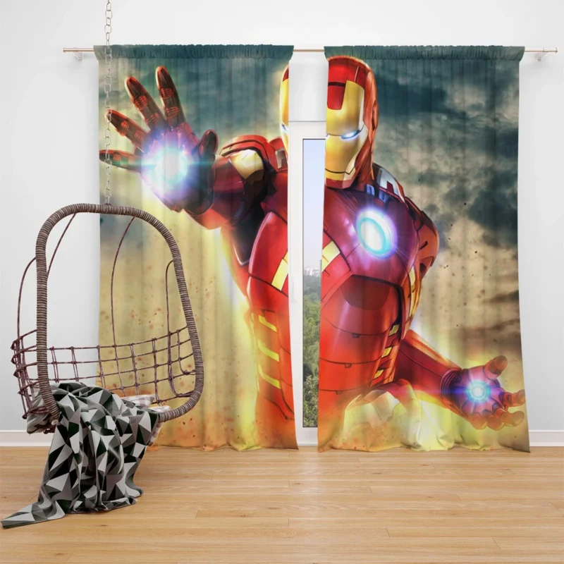 The Avengers: Assemble with Iron Man in Action Window Curtain