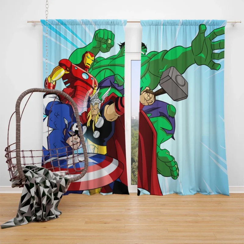 The Avengers: Earth Mightiest Heroes in Action Window Curtain