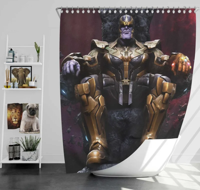 The Avengers vs. Thanos: Epic Showdown Shower Curtain