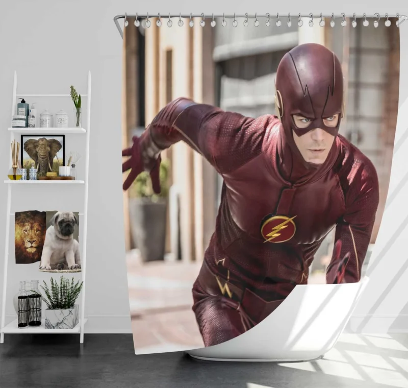 The Flash (2014): Grant Gustin Speedster Role Shower Curtain