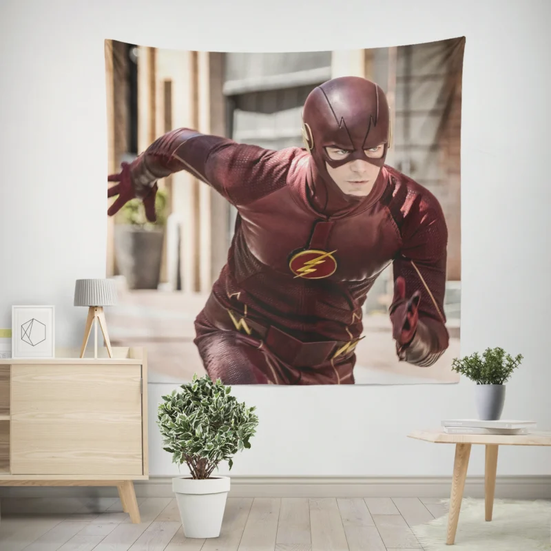 The Flash (2014): Grant Gustin Speedster Role  Wall Tapestry