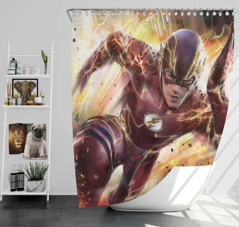 The Flash (2014): Grant Gustin Superhero Shower Curtain