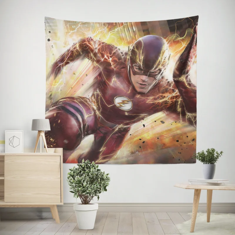 The Flash (2014): Grant Gustin Superhero  Wall Tapestry