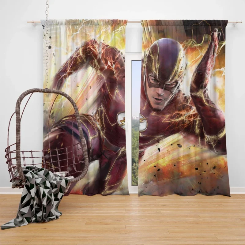 The Flash (2014): Grant Gustin Superhero Window Curtain