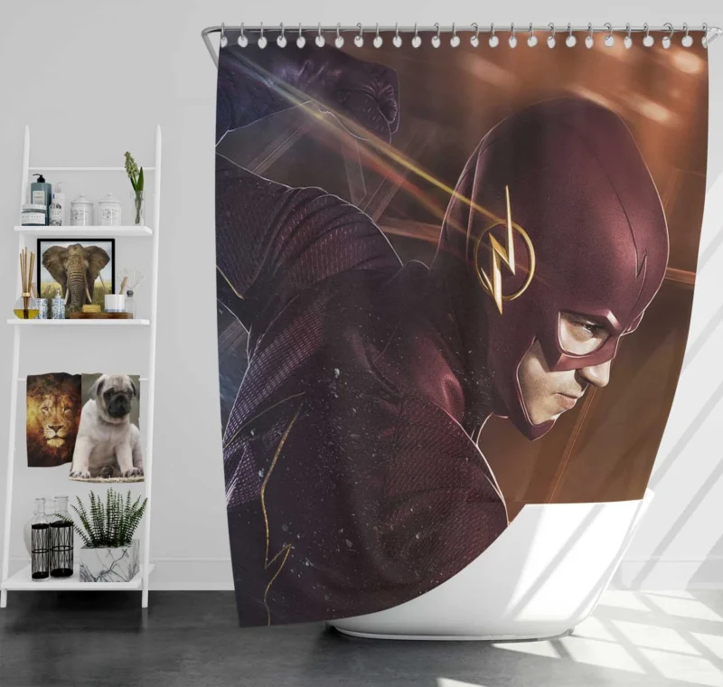 The Flash (2014): Superhero in Central City Shower Curtain