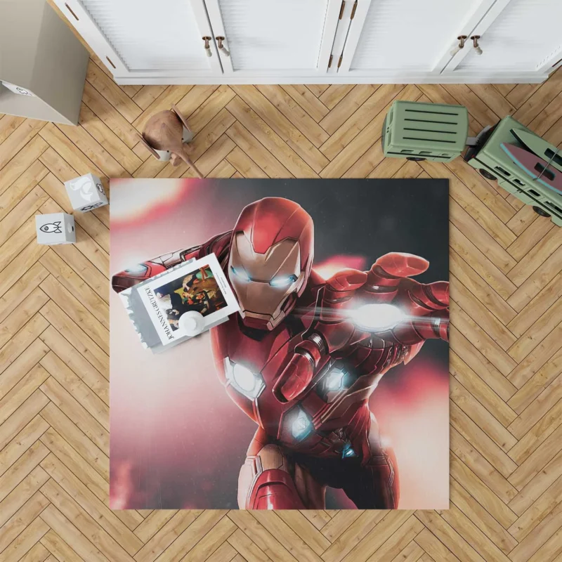 The Iconic Iron Man in Comics Floor Rug