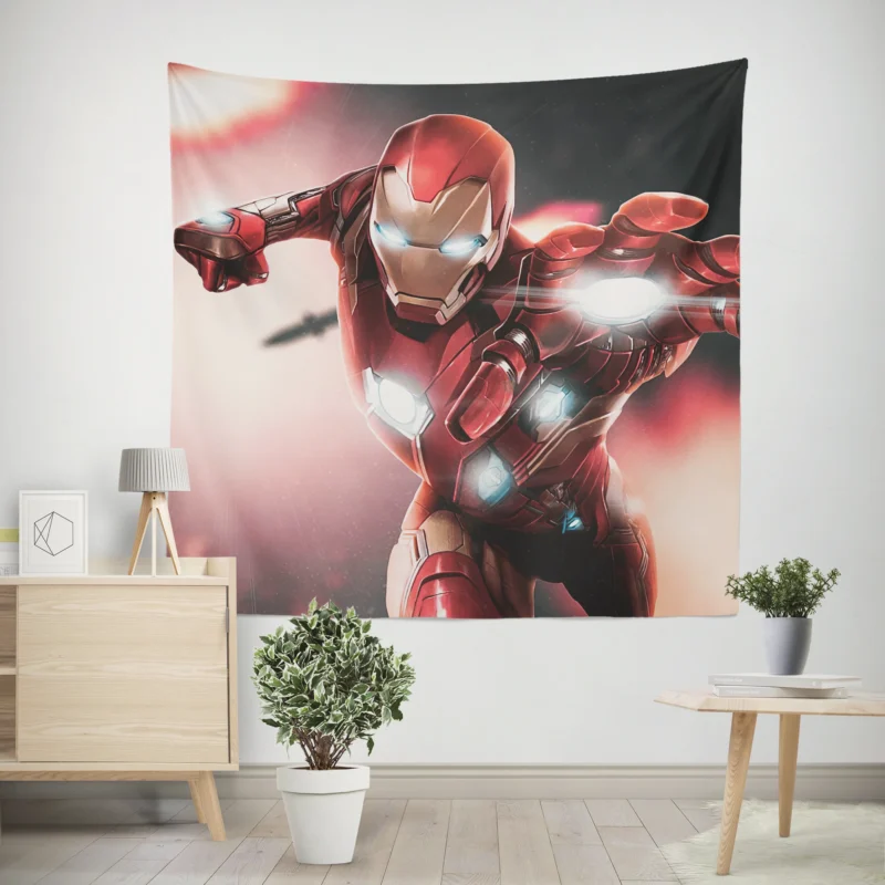 The Iconic Iron Man in Comics  Wall Tapestry