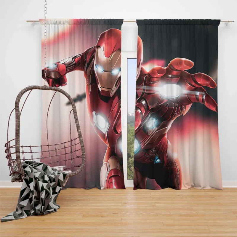 The Iconic Iron Man in Comics Window Curtain