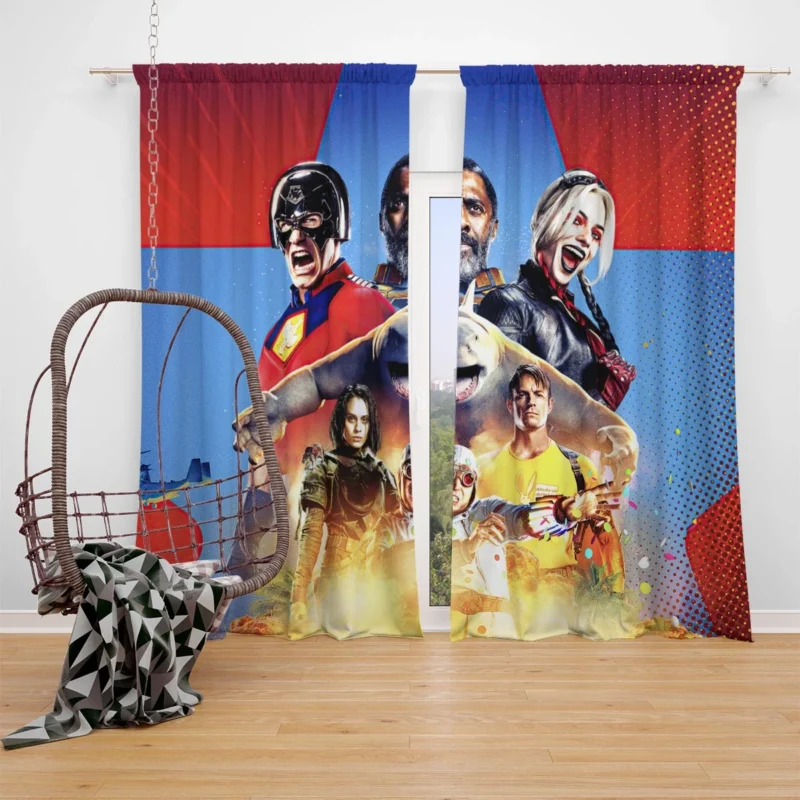 The Suicide Squad Star-Studded Cast Window Curtain
