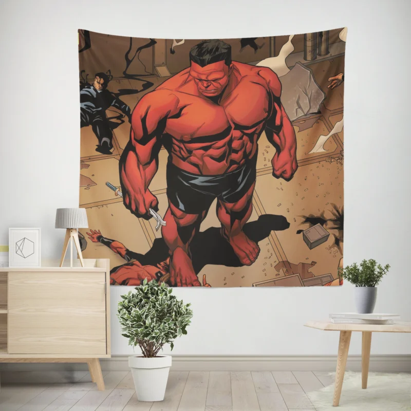 Thunderbolts Comics: The Ruthless Red Hulk Emerges  Wall Tapestry